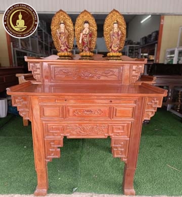 bàn thờ gỗ đỏ 2 cấp 1m07