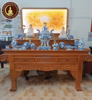bàn thờ gỗ đỏ 2 cấp 1m76